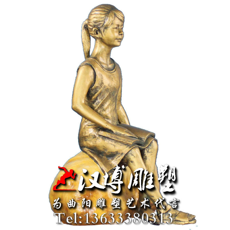 校园文化雕塑,读书女孩铜雕,人物雕像