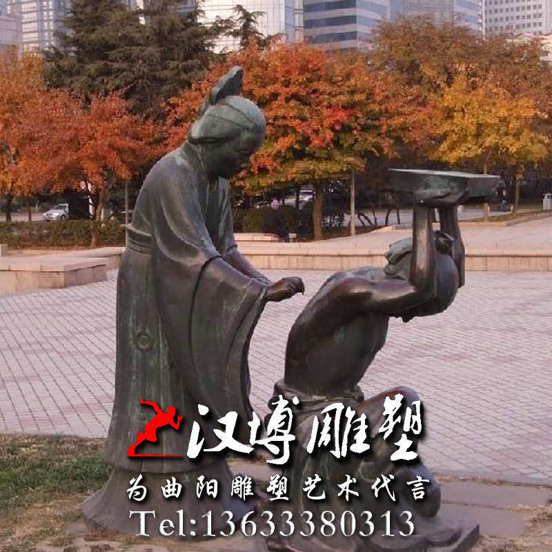 玻璃钢铜雕,岳母刺字人物雕像,校园雕塑