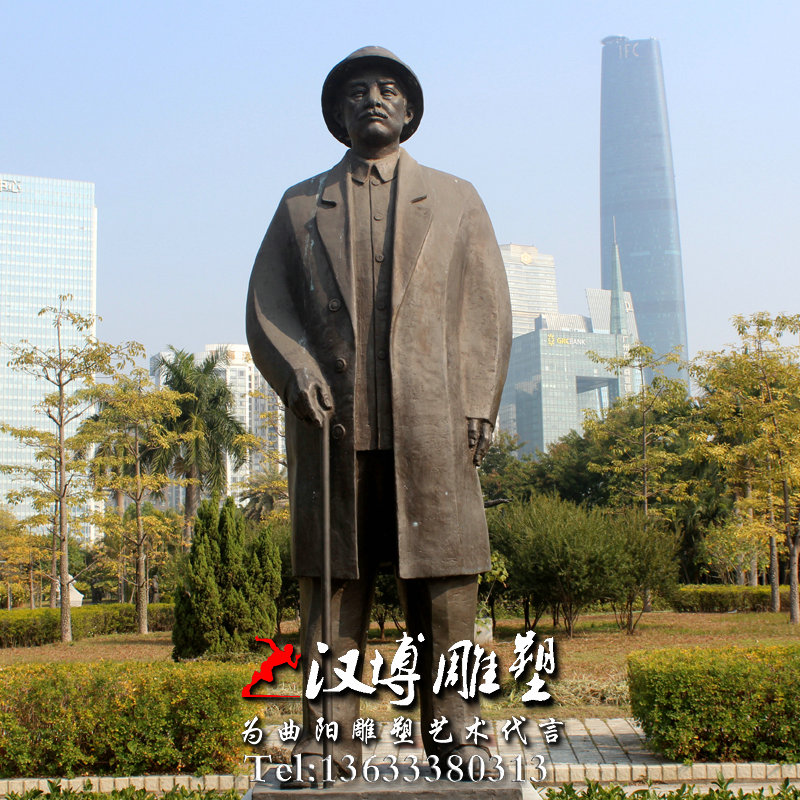 国父孙中山人物雕像,景观雕塑,玻璃钢铜雕