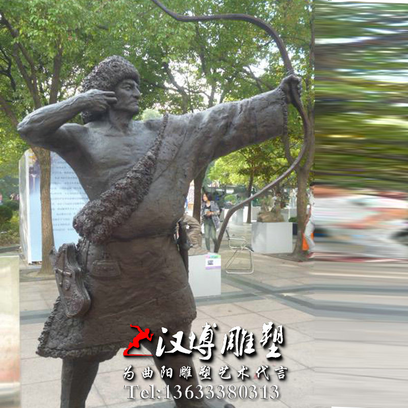 射箭人物雕塑,民俗雕塑,玻璃钢铜雕