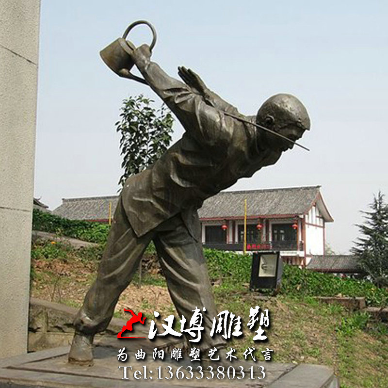 倒茶人物雕像,玻璃钢铜雕,茶文化主题雕塑