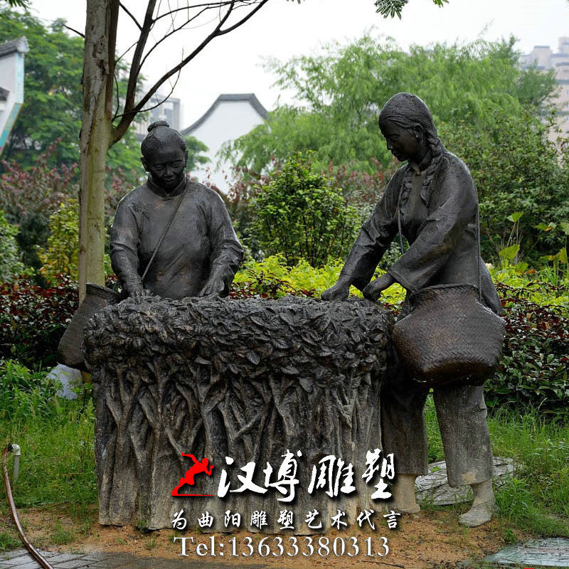 采茶人物雕像,人物雕塑厂家,茶文化雕塑