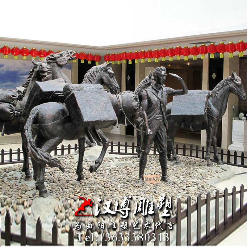 运茶马队人物雕像,民俗小品主题雕塑,玻璃钢铜雕