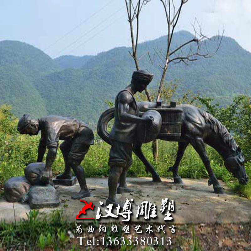 茶马古道人物雕塑,玻璃钢铜雕,民俗小品主题雕塑