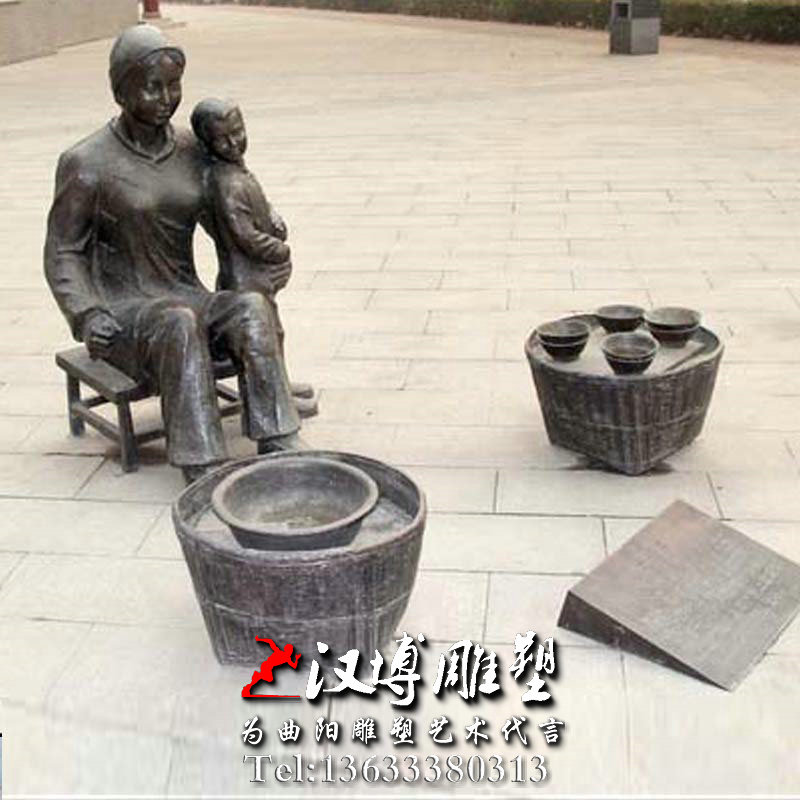 大碗饭人物雕像,景观雕塑,民俗小品雕塑