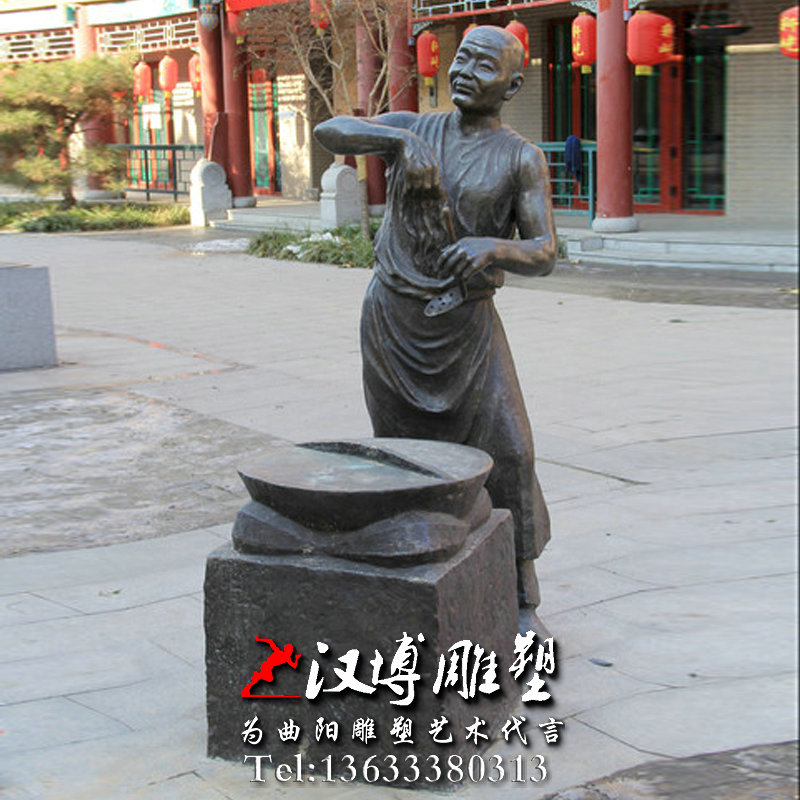 卖小吃人物雕像,玻璃钢铜雕,景观雕塑