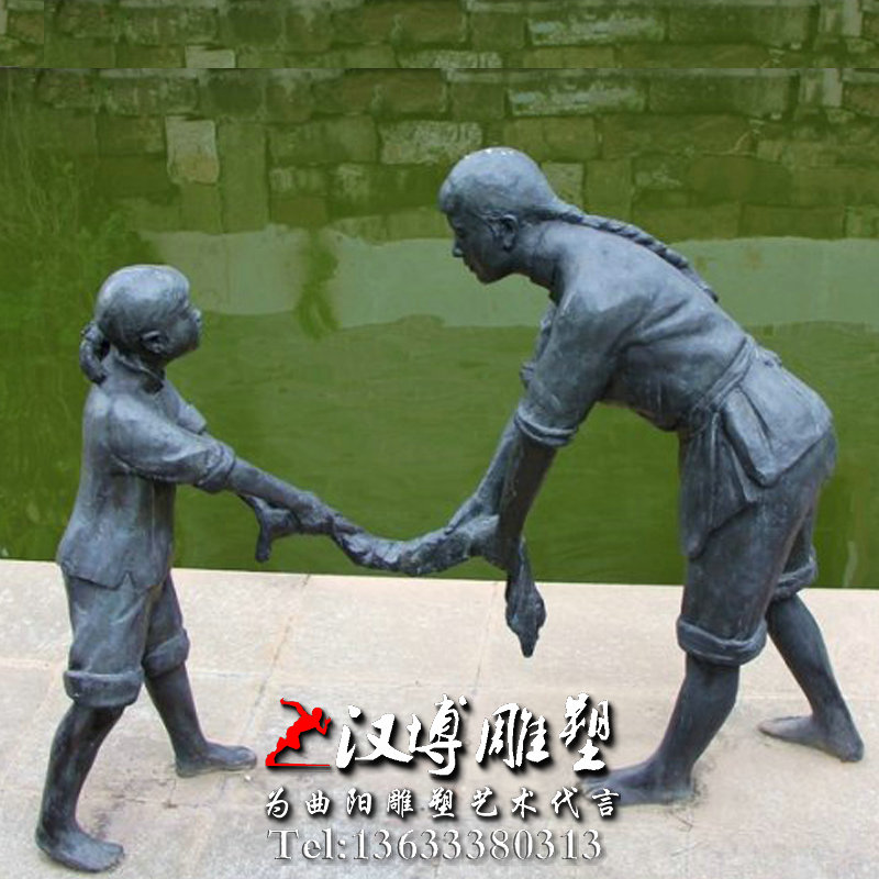 洗衣服人物雕像,民俗小品雕塑,景观雕塑