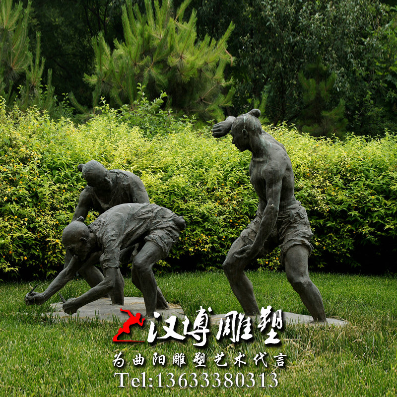 插秧人物雕像,景观雕塑,玻璃钢铜雕