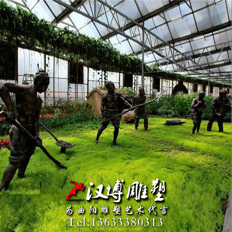 锄地人物雕像,农耕雕塑,玻璃钢铜雕