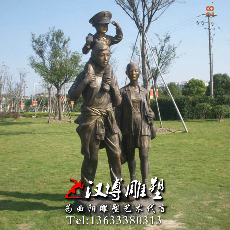 一家人游玩人物雕像,亲情主题雕塑,景观雕塑