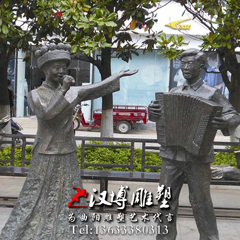 少数民族人物雕像,音乐主题雕塑,玻璃钢铜雕