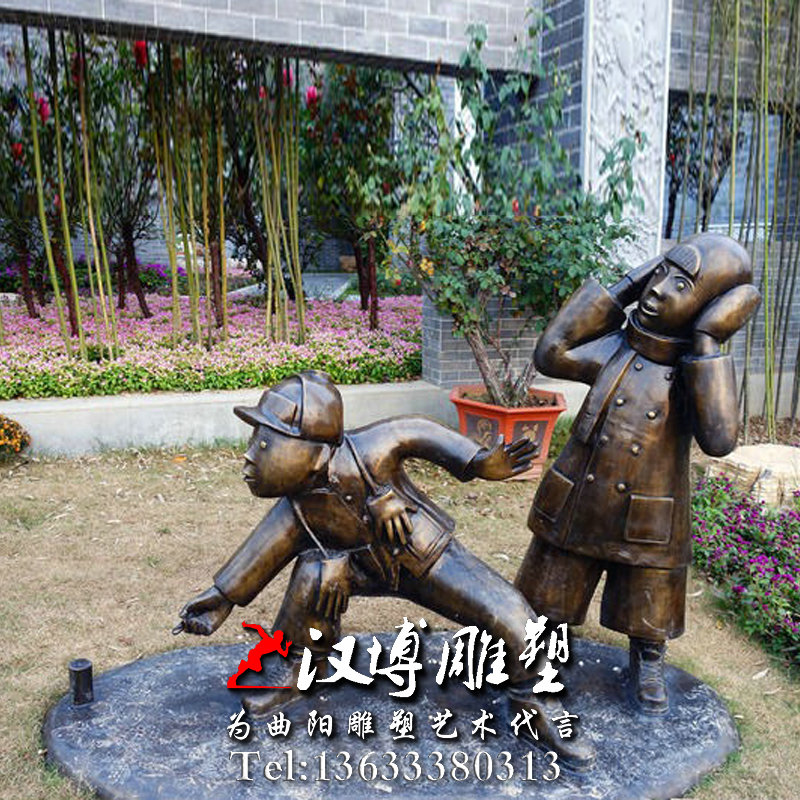 放鞭炮人物雕像,民俗文化雕塑,景观雕塑