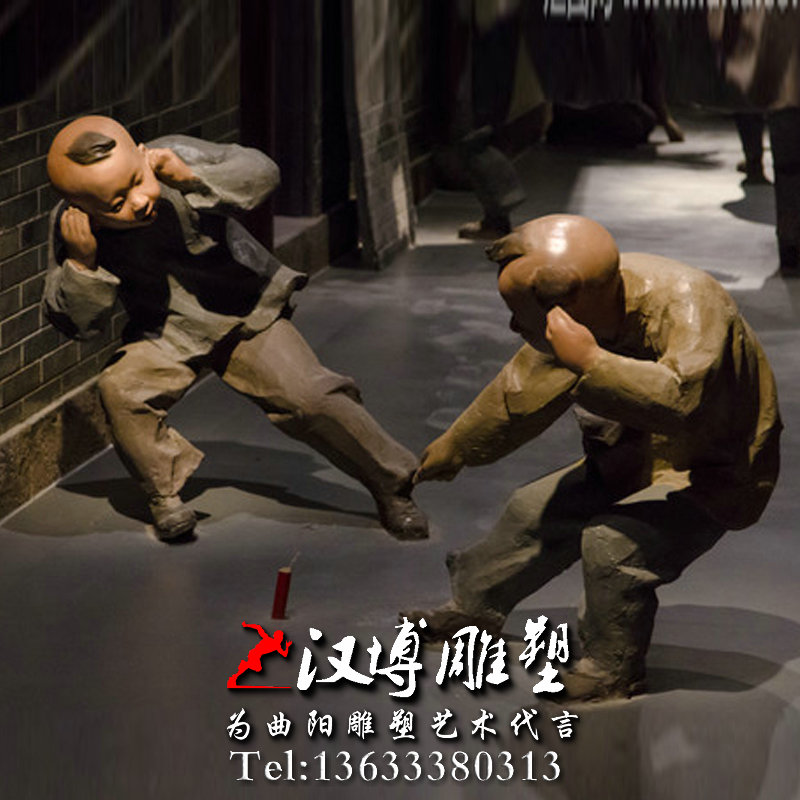 民俗文化雕塑,小孩放鞭炮人物雕像,景观雕塑
