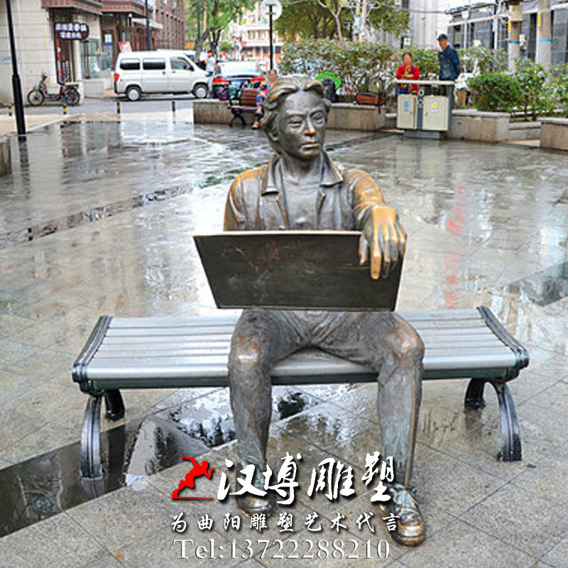 画家雕像,玻璃钢人物铜雕,户外园林雕塑