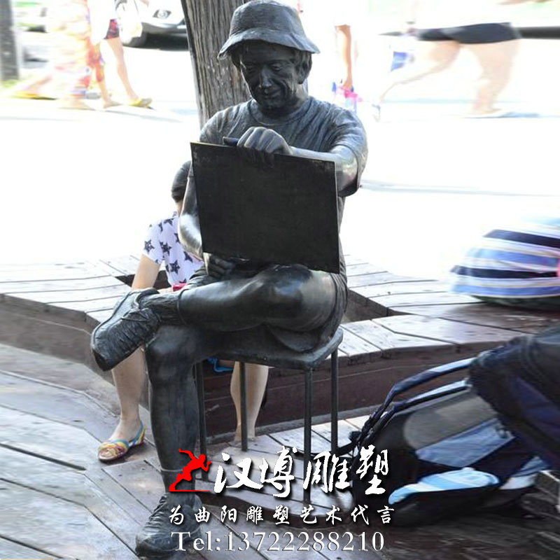 绘画的画家雕像,人物铜雕,玻璃钢雕塑