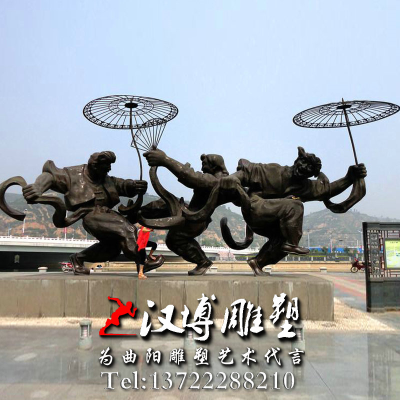 大型扭秧歌雕塑,人物雕像,民俗文化雕塑