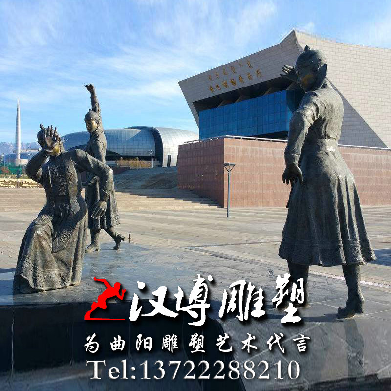玻璃钢铸铜雕塑,蒙古族人物雕像,舞蹈人物雕塑