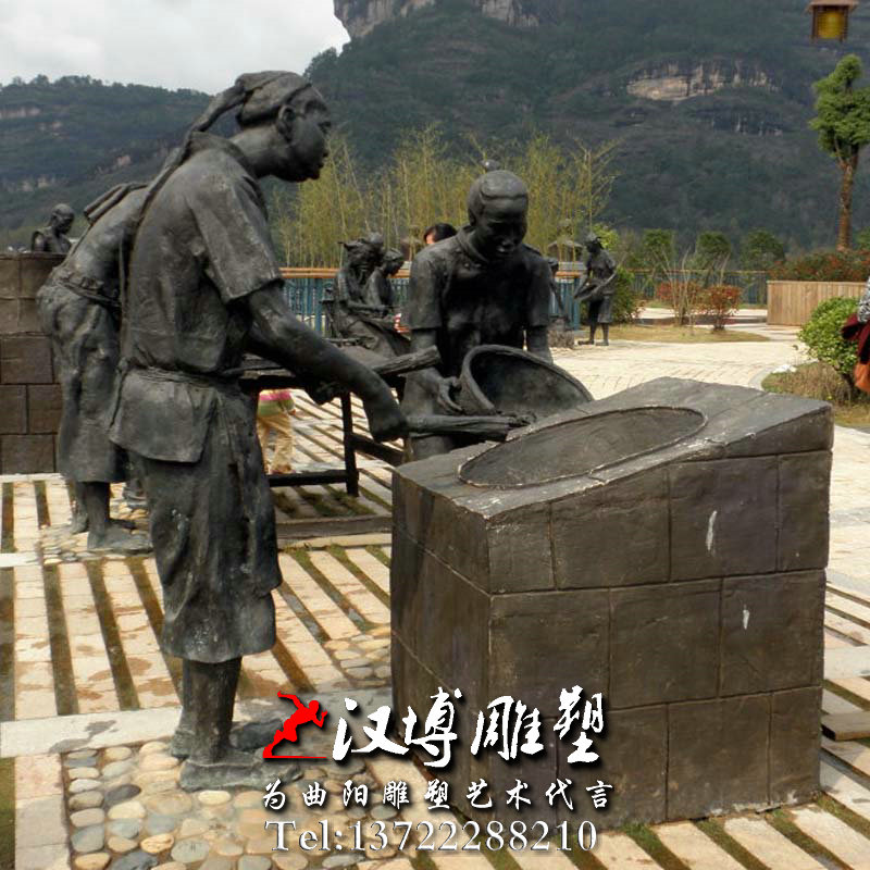 制作茶文化雕塑,玻璃钢铜雕,景观雕塑