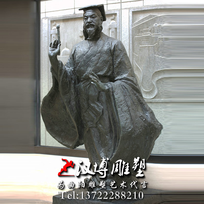 玻璃钢铸铜雕塑,王羲之人物雕像,名人雕塑