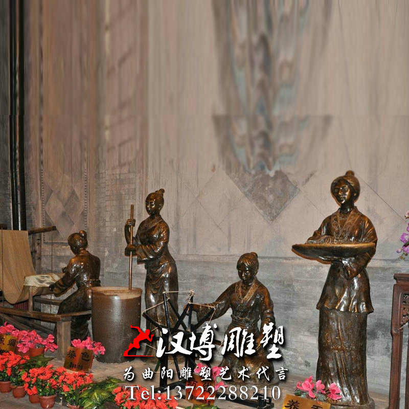 纺织人物雕像,民俗文化雕塑,景观雕塑