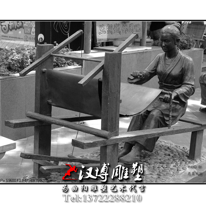 织布人物雕像,民俗文化雕塑,传统文化雕塑