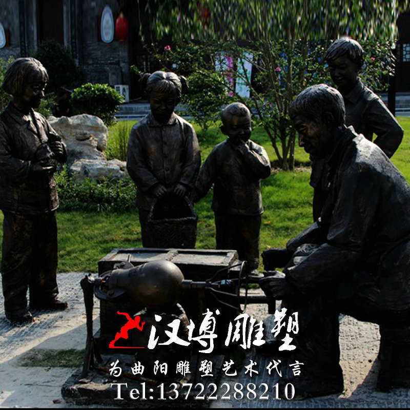 炸爆米花场景雕塑,人物雕像,民俗文化雕塑