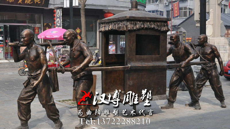 玻璃钢雕塑,民俗文化雕塑,抬轿子人物雕塑
