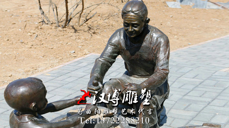 磨豆腐人物雕像,民俗文化雕塑,广场景观铜雕