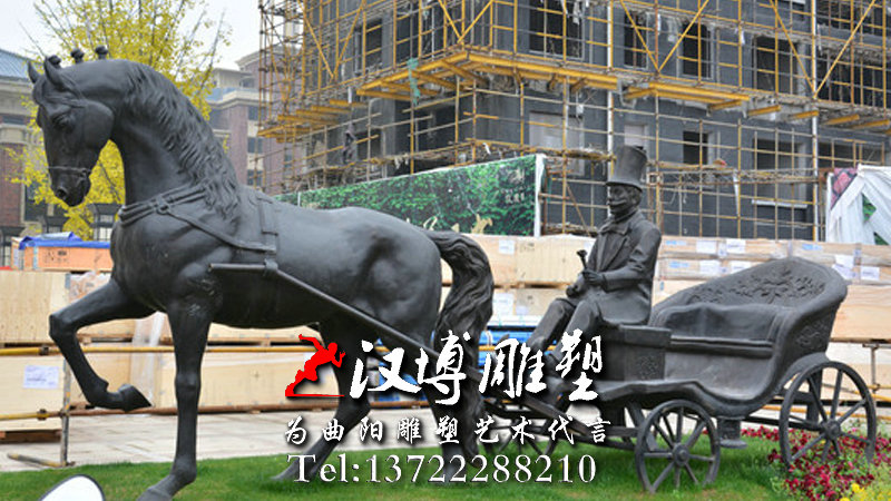 马车铜雕,动物雕塑,城市景区雕塑