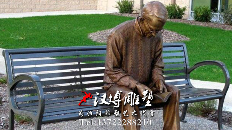 看书人物雕塑,校园景观铜雕,校园文化雕塑