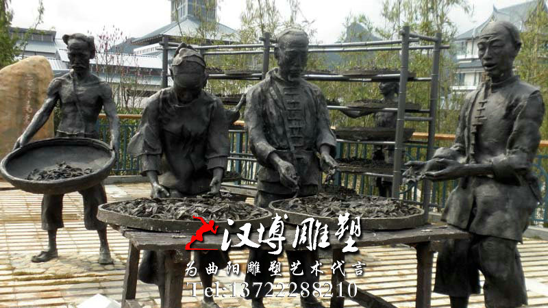 制作茶叶雕塑,人物雕像,民俗文化铜雕