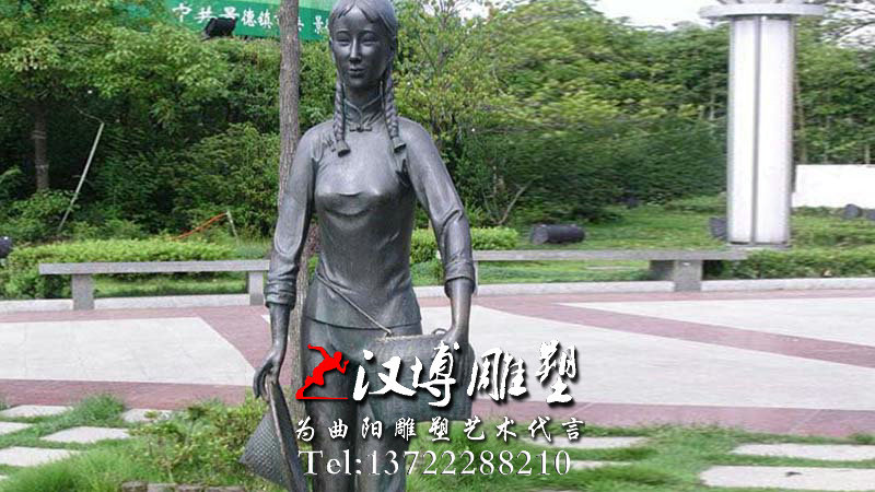 玻璃钢雕塑,采茶人物雕像,广场景观铜雕