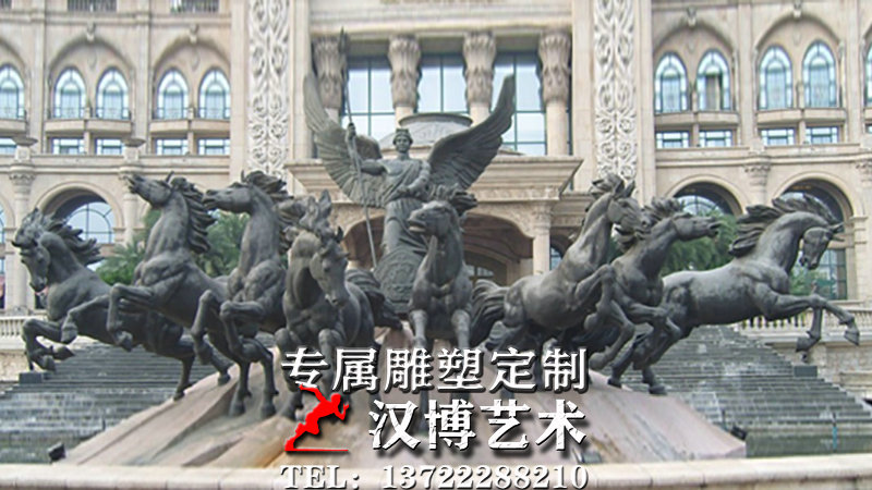 广场群马雕塑,人物雕像,玻璃钢雕塑