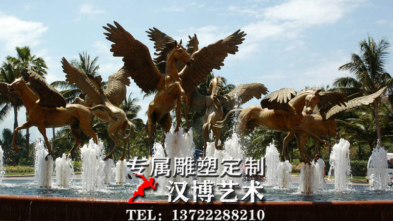 园林景观太阳神马雕塑,主题文化雕像,老艺术品仿铜像