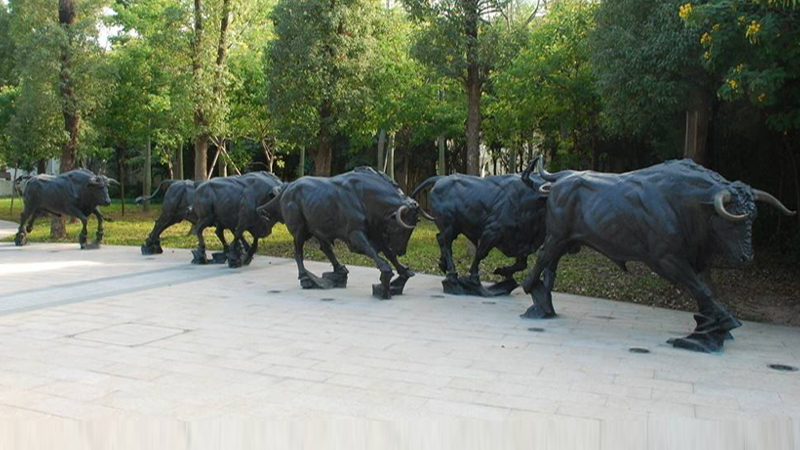 群牛雕塑,民俗文化雕像,园林景观铜雕