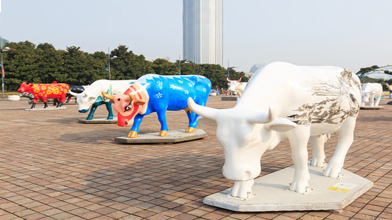 牧童骑牛雕像,田园生活铜雕,牛铜雕